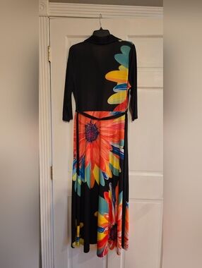 Black Floral Maxi Dress with Bold Multicolor Print